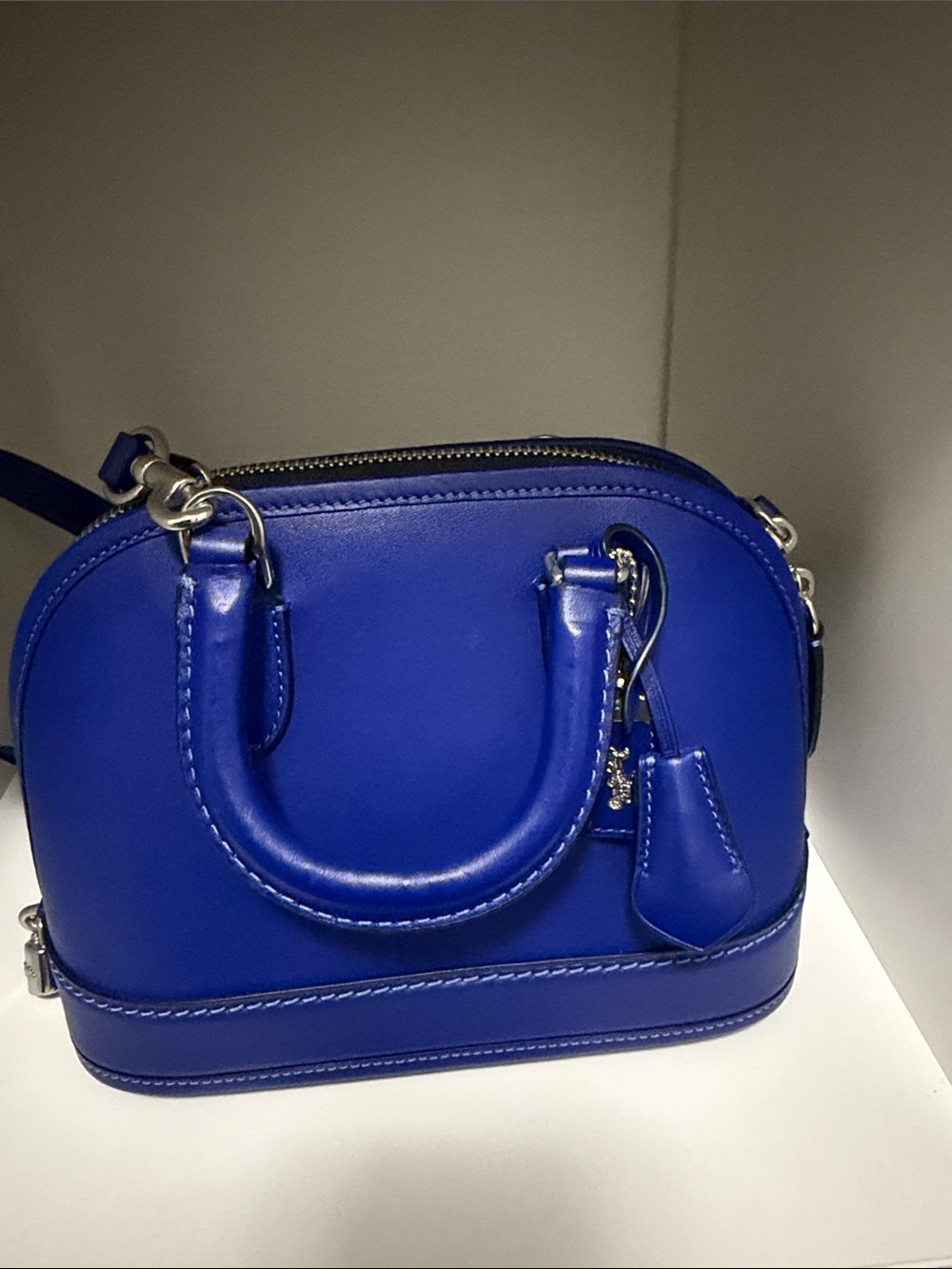 Coach Blue Leather Dome Satchel Handbag
